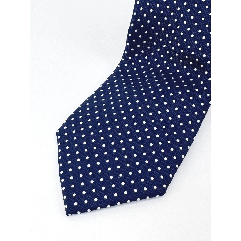 Tommy Hilfiger Silk Tie Navy Blue Polka Dot Mens Classic Preppy Necktie